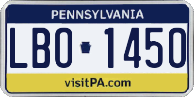 PA license plate LBO1450