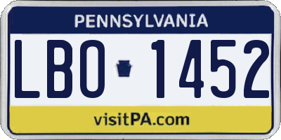 PA license plate LBO1452