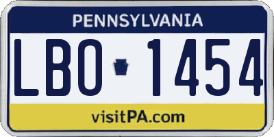 PA license plate LBO1454