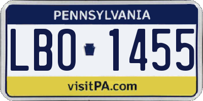 PA license plate LBO1455
