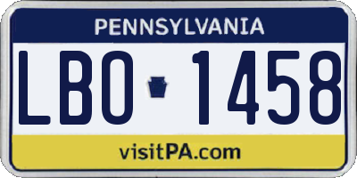 PA license plate LBO1458