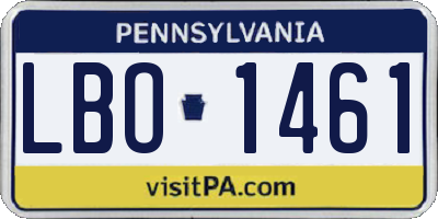 PA license plate LBO1461