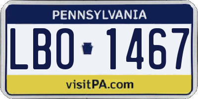 PA license plate LBO1467