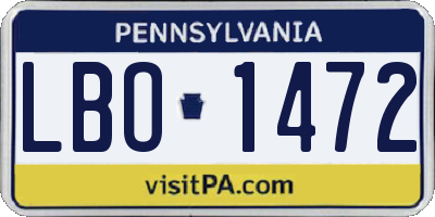 PA license plate LBO1472