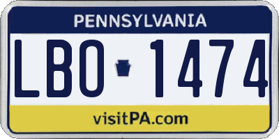 PA license plate LBO1474