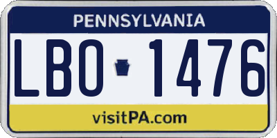 PA license plate LBO1476