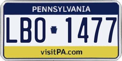 PA license plate LBO1477