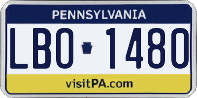PA license plate LBO1480