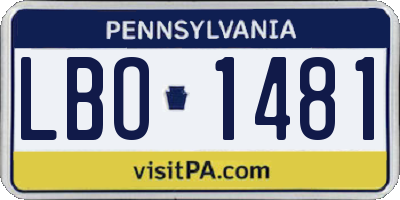 PA license plate LBO1481