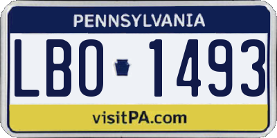 PA license plate LBO1493
