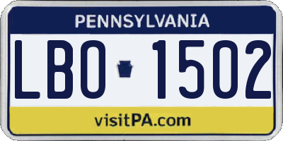 PA license plate LBO1502