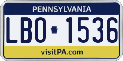 PA license plate LBO1536