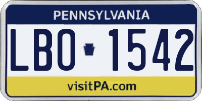 PA license plate LBO1542