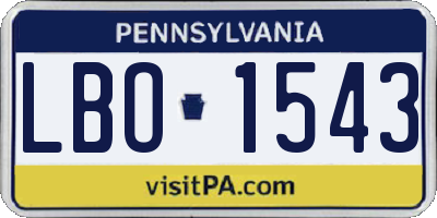 PA license plate LBO1543