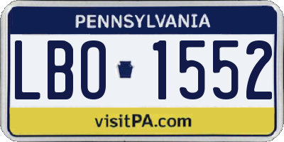 PA license plate LBO1552