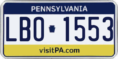 PA license plate LBO1553