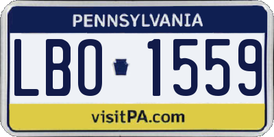 PA license plate LBO1559