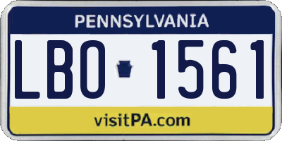 PA license plate LBO1561