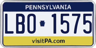 PA license plate LBO1575