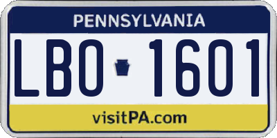 PA license plate LBO1601