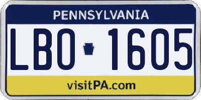 PA license plate LBO1605