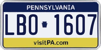PA license plate LBO1607