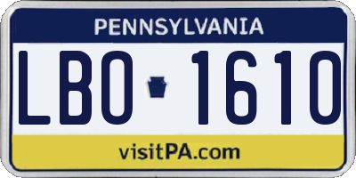 PA license plate LBO1610