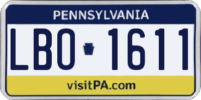 PA license plate LBO1611