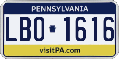 PA license plate LBO1616