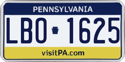 PA license plate LBO1625