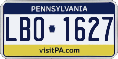 PA license plate LBO1627