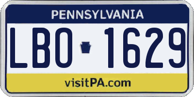PA license plate LBO1629