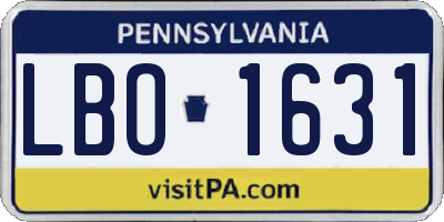 PA license plate LBO1631