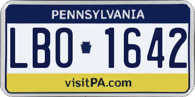 PA license plate LBO1642