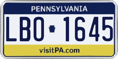 PA license plate LBO1645