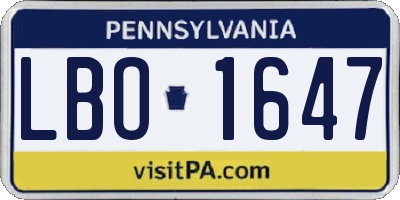 PA license plate LBO1647