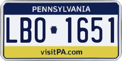 PA license plate LBO1651