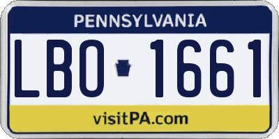 PA license plate LBO1661