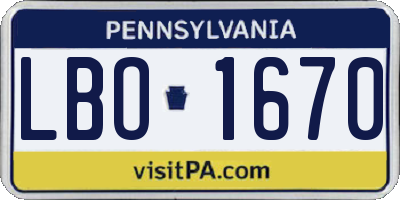 PA license plate LBO1670