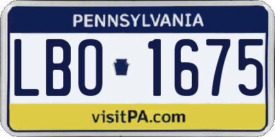 PA license plate LBO1675
