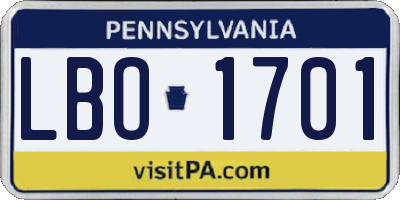 PA license plate LBO1701