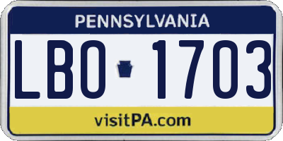 PA license plate LBO1703