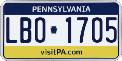 PA license plate LBO1705