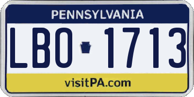 PA license plate LBO1713