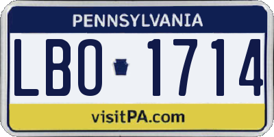 PA license plate LBO1714