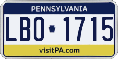 PA license plate LBO1715