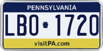 PA license plate LBO1720
