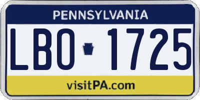 PA license plate LBO1725