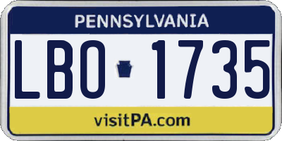 PA license plate LBO1735