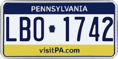 PA license plate LBO1742